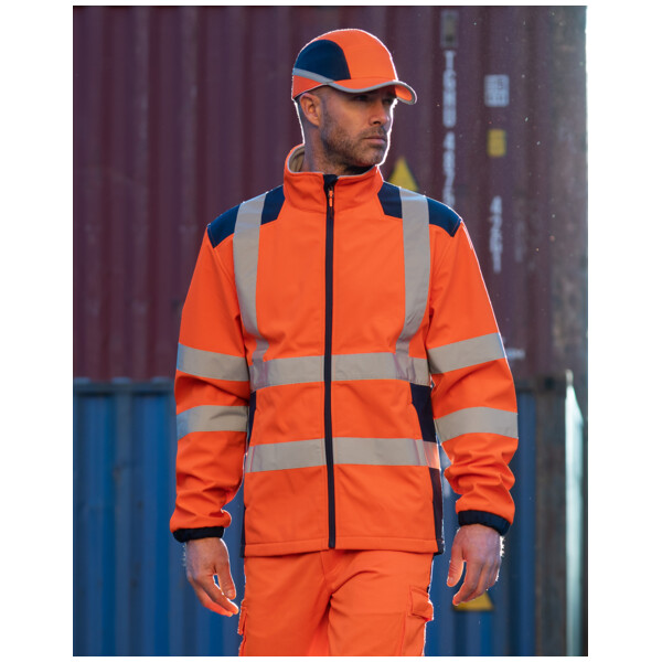 VESTE SOFTSHELL HAUTE VISIBILITE KANPA JAUNE/MARINE (Présentation) Veste softshell haute visibilite kanpa jaune/marine